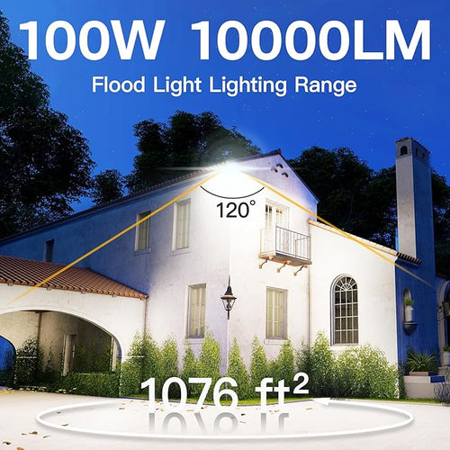 1 Pack LED Flood Lights Outdoor, 100W 10000LM Super Bright Floodlight Outside - Image 2